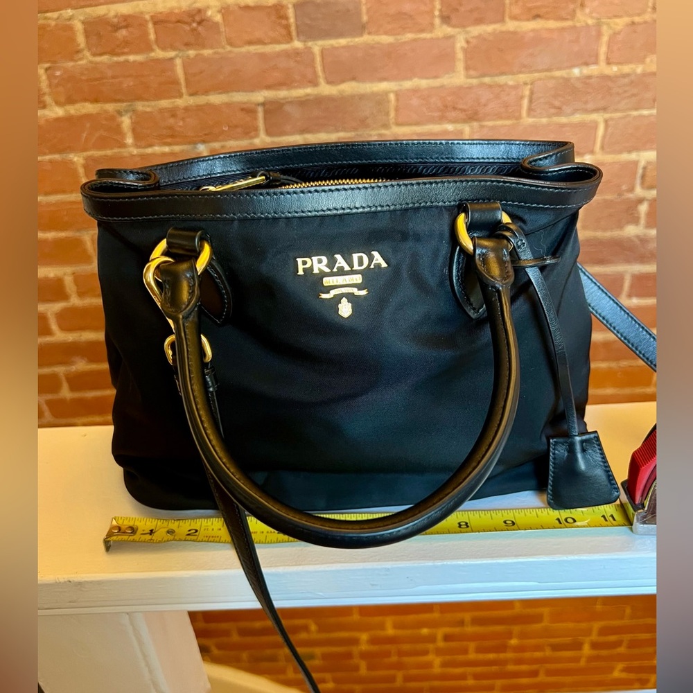Prada Nylon Black & Gold Tessuto Crossbody Bag 1BA173 (Used Only Twice!)
